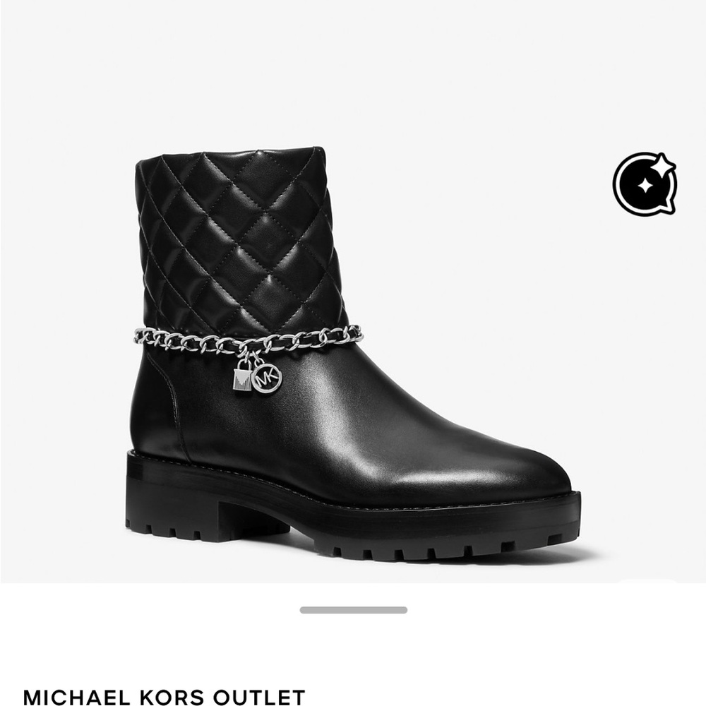 Michael Kors Black Quilted Chain Ankle Boots - Picture 3 of 8